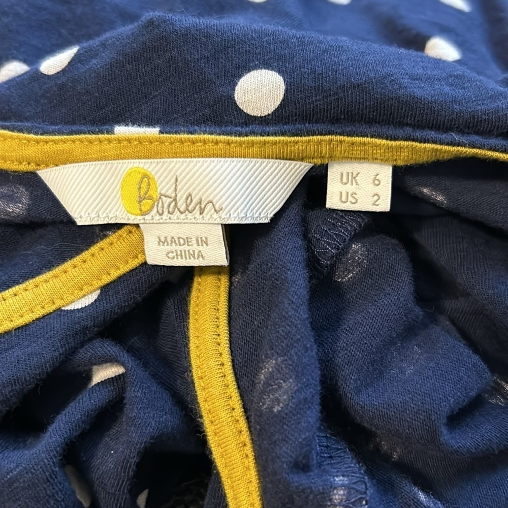 Boden Jodie Jersey Wrap Top Navy Polka Dot vneck shirt blouse Size 2 - Picture 6 of 8
